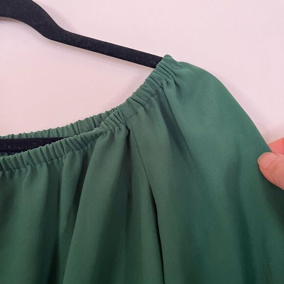 Aritzia, Wilfred bottle green, off shoulder, long sleeve blouse, elastic lines,S - Picture 3 of 7